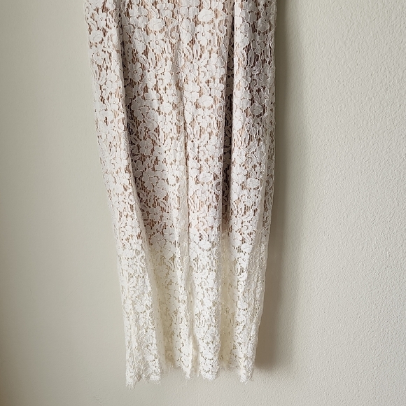 Bardot REVOLVE Sienna Lace Sheath Midi Dress in Cream with Cami Straps Sz M - Picture 11 of 16